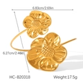 Detaillierte Größenangaben und Gewicht des asymmetrischen goldfarbenen Blumenarmbands - Doppeltes Blütenkopf-Kreuzdesign (HC-B20318) / Gold
