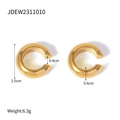 Polished gold-plated C-shaped stainless steel ear cuff with smooth mirror finish - Gold Large Style (JDEW2311010)
