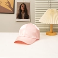 Pink satin baseball cap with glossy silk texture and reinforced curved brim design - Pink
