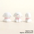 Three-piece set of white flocked puppy figurines with pink bows and 3D resin texture - Flocking/Velvet / Dazing Dog