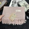 Solid lotus pink cashmere-feel scarf with fringes and elegant city lifestyle props - 200x68cm / Silver Gray