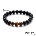 Men's 8mm matte black agate bracelet with tiger eye stone beads weighing 17g - Frosted Black Agate + Tiger Eye (KB109660-Z)