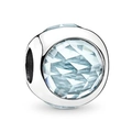 Silver bead charm with faceted blue crystal stone insert for DIY jewelry making - Dark Blue Faceted Bead / Dark Blue/Silver