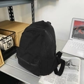 Mini black canvas backpack for women in a casual aesthetic lifestyle desk setting - Black