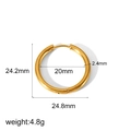 Maßangaben für vergoldete Edelstahl-Ohrringe mit Durchmesser und Gewicht auf weißem Grund - 24.8mm Rohrstärke 2.4mm Goldener Reif (TE6018-25-24)