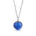 Minimalist titanium steel necklace featuring a multifaceted dark blue crystal pendant - Silver Chain + Blue Crystal