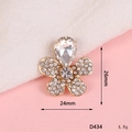 Golden flower accessory with sparkling rhinestones, 26mm x 24mm size, style D434 - D434 Waterdrop Rhinestone Flower