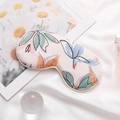 Faux silk sleep mask with floral print and pink base on white satin backdrop - Monet Garden-Pink Orange Flower