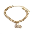 Elegant gold-plated chain bracelet with zircon heart pendants and adjustable clasp - Gold Double Heart Lock White Zircon
