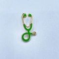 Creative stethoscope brooch pin with gold metal frame and bright green enamel finish - Yellow Green with Gold Base