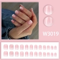 Rosa und weiß verlaufende Press-on-Nägel-Set mit 24 kurzen quadratischen ovalen Nagelspitzen - Rosa und Weiß Ombre Kurz Quadratisch Rund Stil (W3019)