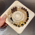 Double-layer crystal bead bracelet with tiger eye and zircon flower gold accents - Multi-material Natural Stone Combo Style (7#)