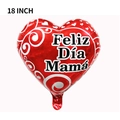 18-inch heart-shaped red foil balloon featuring Feliz Día Mamá print for Mother's Day - Spanish Mother's Day #11