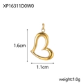 Macro view of gold heart pendant with dimensions 1.6cm by 1.1cm and 1g weight detail - Gold Streamline Heart (XP16311D0W0)