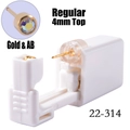 Sterile ear piercing tool with a 4mm gold crystal stud and an enlarged detail view - 4mm Gold & AB
