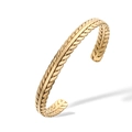 Minimalist 18K gold plated wheat ear textured open bangle bracelet for women - Gold