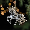 Ornamento natalizio a unicorno scintillante con paillettes d'oro e finitura acrilica - Unicorno Tipo C