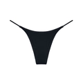 Minimalist double-strap black cotton thong underwear for women with fine texture - Black
