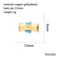 Diagramme technique du pendentif œil maléfique en cuivre plaqué or 18K avec dimensions - Perle Cylindrique Mauvais Œil Bleu Foncé(P02460)