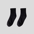 Classic crew-length black cotton sports socks with high-elastic ribbed cuffs shown in a pair - Single Elastic Crew Socks / Black