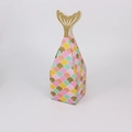 Mermaid tail candy box with colorful fish scale patterns and glittery gold finish - Gold Mermaid Tail Candy Box