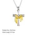 Classic religious cross pendant necklace with gold accents and cubic zirconia crystal - Silver Gold Cross
