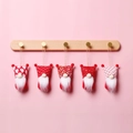 Set de 5 gnomos navideños de punto rojo y blanco con gorros de lentejuelas y narices de madera - Estilo 1 Juego de 5