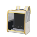Sac à dos gris pour animaux avec bordure jaune et maille respirante pour chats et chiens - Jaune