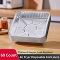 60er Set quadratische Aluminiumfolien-Schalen für Heißluftfritteusen, 18x18cm Silber - 18cm*18cm (60 Stück)