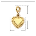 Macro shot of gold stainless steel heart pendant with size dimensions 18mm by 10mm - YF240x3 / Gold
