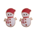 Cute snowman stud earrings in white enamel and gold finish for Christmas gifts - Snowman B Style (F1333-9)
