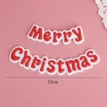 10cm red and white Merry Christmas cake topper ornament made of soft rubber material - Christmas Letter