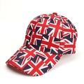 Detailansicht einer Union Jack Baseballkappe mit lebhaftem rot-weiß-blauem Druck - Vollständiger Union Jack Druck (Stil C)