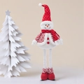 Poupée bonhomme de neige en peluche de Noël aux longues jambes et tenue rouge décorative - Bonhomme de Neige