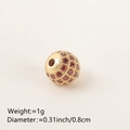 Golden round bead accessory with red zircons, 0.8cm diameter and 1g weight design - 8MM Garnet Color Zirconia Gold Plated
