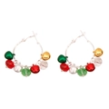 Silver Christmas hoop earrings with red and green bells and faceted beads decoration - 51. Crystal Bell Earrings