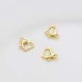 Drei 14k vergoldete Herz-Karabinerverschlüsse für DIY-Schmuckherstellung und Halsketten - 14K Gold