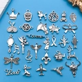Set of 28 vintage silver alloy charms featuring animals and symbols for DIY jewelry - Antique Silver Set 30 Styles (1Pc Each)