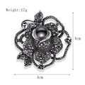 Vintage flower brooch with black pearl and rhinestones, size 4cm, weight 17g - Layered Floral (xz4145)