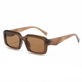 Square gradient sunglasses with retro tea-colored frames shown from a 45-degree angle - C05 Dark Brown