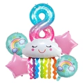 8th birthday decoration set with blue purple number 8 and rainbow cloud tassel balloons - Number 8 Set