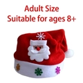 Adult Christmas hat with plush Santa decor and glitter snowflake patterns for ages 8+ - Santa Claus Hat [Adult] No Light