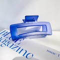 Navy blue rectangular matte hair claw clip with cutout design on a magazine - 12.5CM / Classic Blue