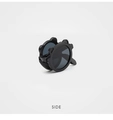 Side view of foldable black kids' sunglasses with cute bear ear frames and matte finish - Black Frame Grey Lens