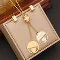 Detail of gold-plated necklace and earrings set with crystal heart inlay on display box - Hollow Heart (4#)