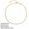 Minimalist 18K gold stainless steel Cuban chain necklace, 3mm diameter, length 40+5cm - 3mm Cuban Chain / Gold