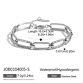 Silbernes Edelstahl-Gliederarmband mit Kristallakzenten und praktischem Karabiner - Silberner Strass-Rechteck-Link-Stil (JDB0104005-S)