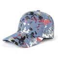 Klassieke blauwe denim baseballpet met metallic verfspatten camouflage en gebogen klep - Verstelbaar / Blauw