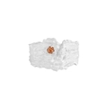 Anillo de plata con textura irregular y una piedra preciosa naranja incrustada - Abierto Ajustable / Plata Brunida con Piedra Champán