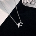 Elegant S925 silver necklace featuring a diamond-encrusted letter F pendant on a fine chain - 925 Silver / Silver (Initial F)